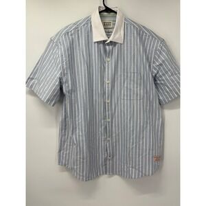Scotch & Soda Amsterdam Men Sz M Boxy Pinpoint Stripe Riviera Short Sleeve Shirt